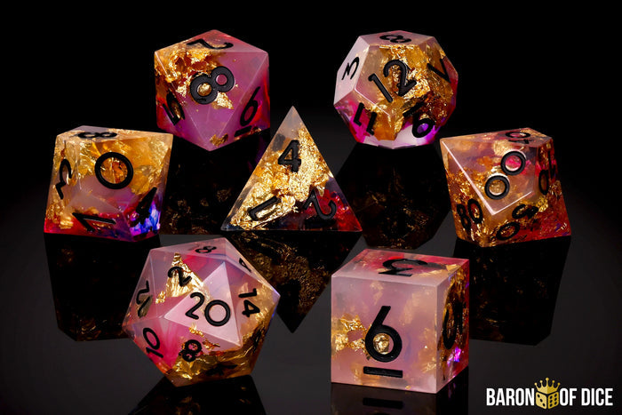 Golden Rose RPG Dice Set | 7 Pieces