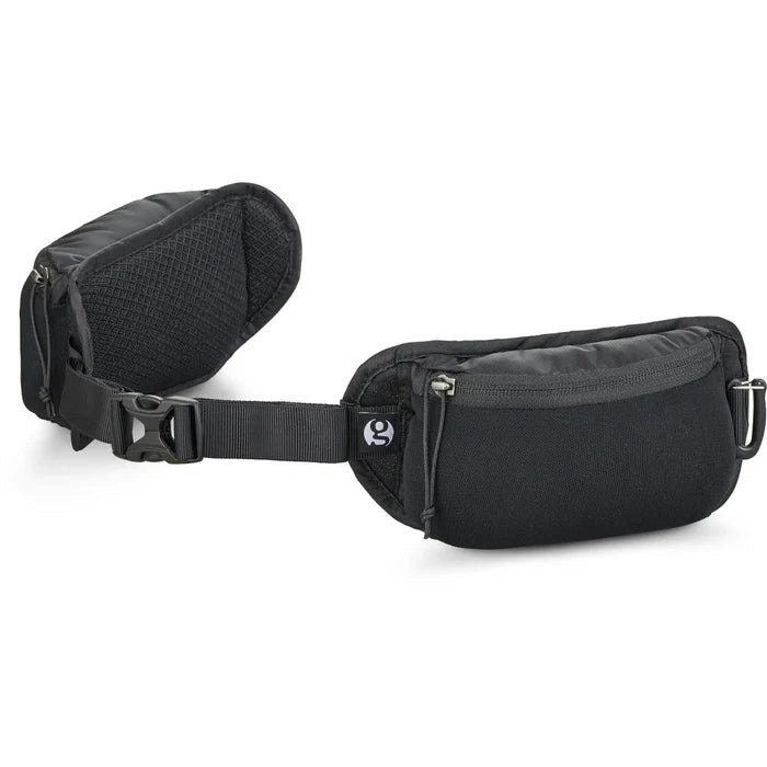 Gossamer Gear Fast Belt V2 in black, laid flat showing both hip pockets and buckle