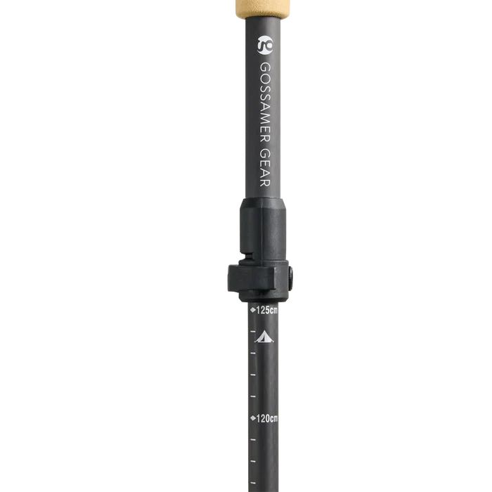 Gossamer Gear FT3 trekking pole upper shaft with brand print and lock – detail