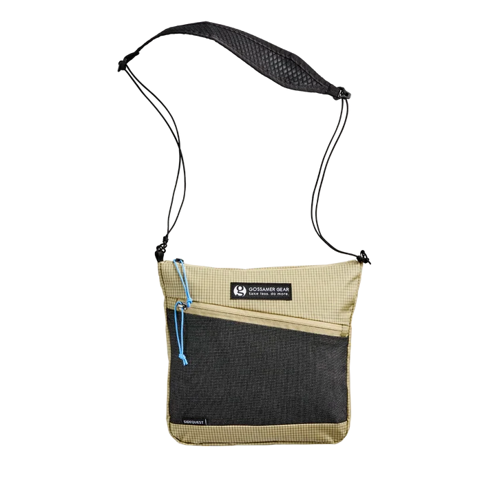 Gossamer Gear Sidequest in tan – hanging by the shoulder strap