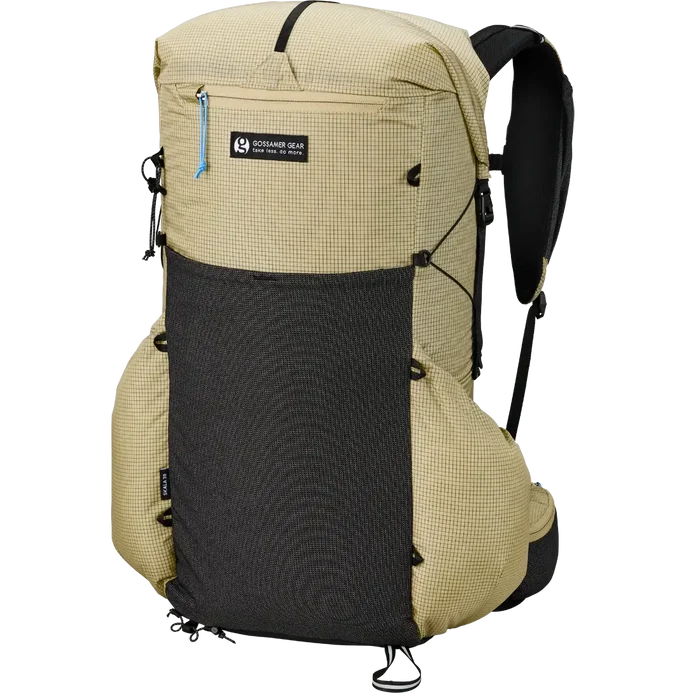 Gossamer Gear Skala 38L in tan/badlands colorway – side profile with mesh front pocket