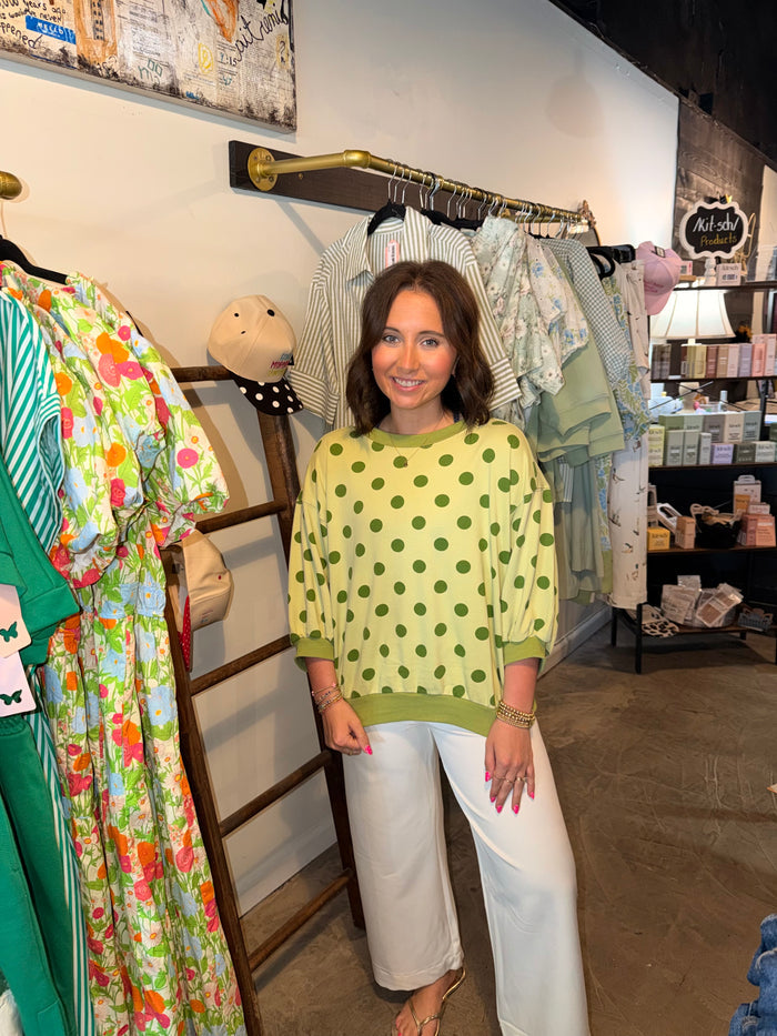 Green Mix Bubble Polka Dot Crewneck