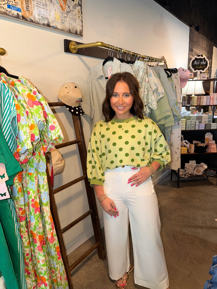 Green Mix Bubble Polka Dot Crewneck