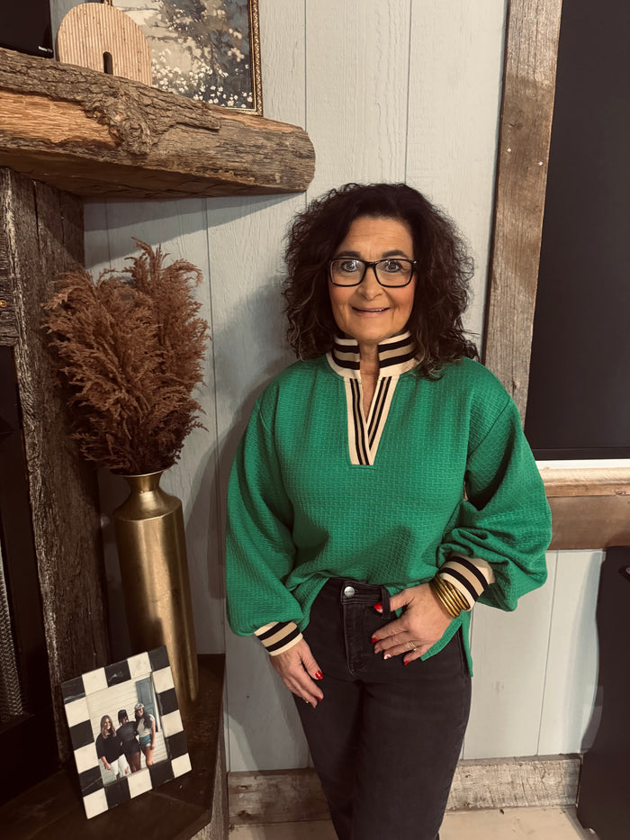 Green Rib Textured Top
