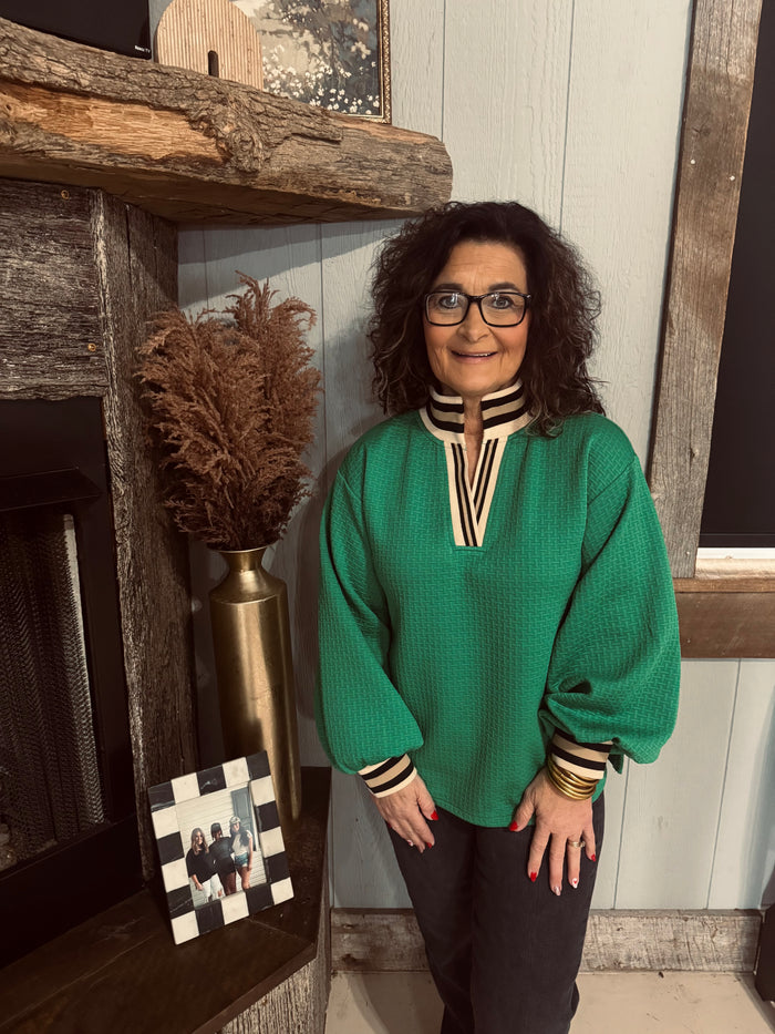 Green Rib Textured Top