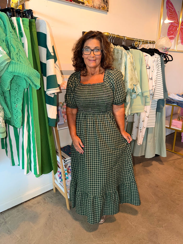 Greens Mixed Plaid Maxi