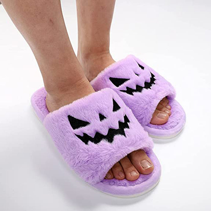 Halloween Shoes Winter Cute Warm Home Slippers Women - Livefree