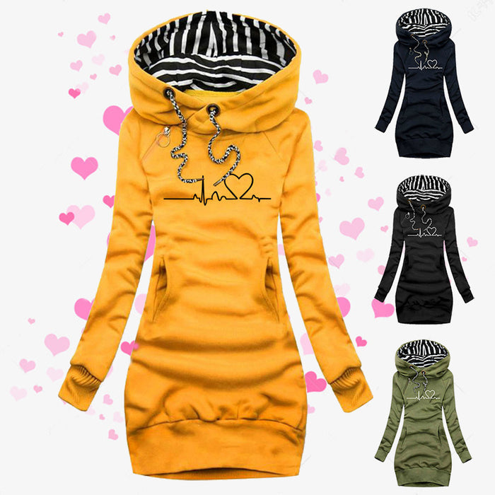 Heart Print Long Clothes Women Hoodie Sweatshirt Pullover Tops - Livefree