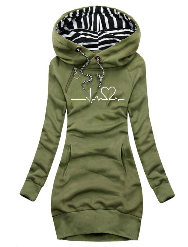 Heart Print Long Clothes Women Hoodie Sweatshirt Pullover Tops - Livefree