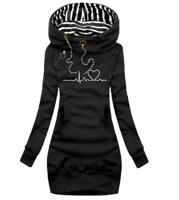 Heart Print Long Clothes Women Hoodie Sweatshirt Pullover Tops - Livefree