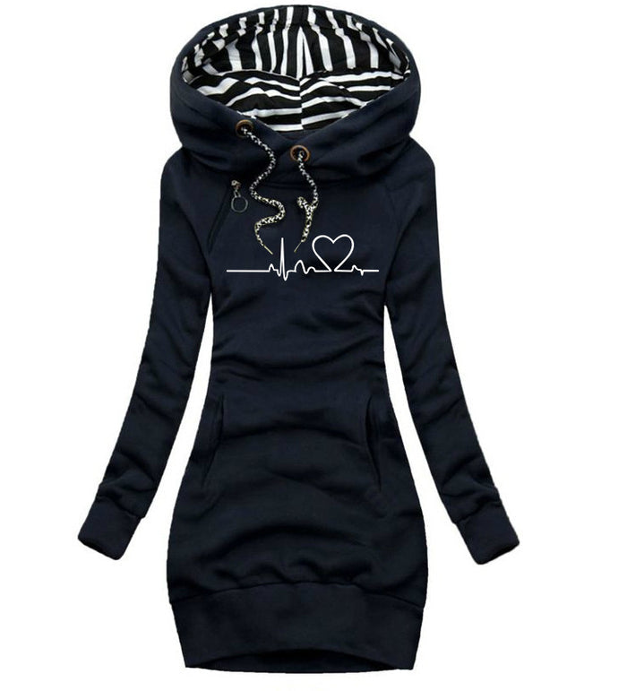 Heart Print Long Clothes Women Hoodie Sweatshirt Pullover Tops - Livefree