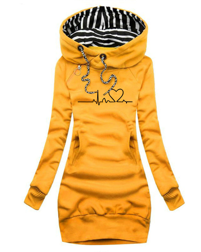 Heart Print Long Clothes Women Hoodie Sweatshirt Pullover Tops - Livefree
