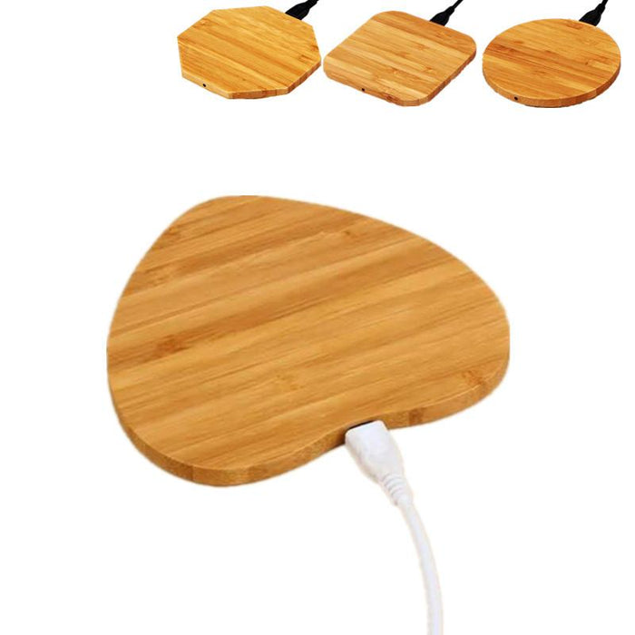 Heart Shape Wood Bamboo Qi Wireless Charger Desktop Charging Pad For iPhone - Livefree