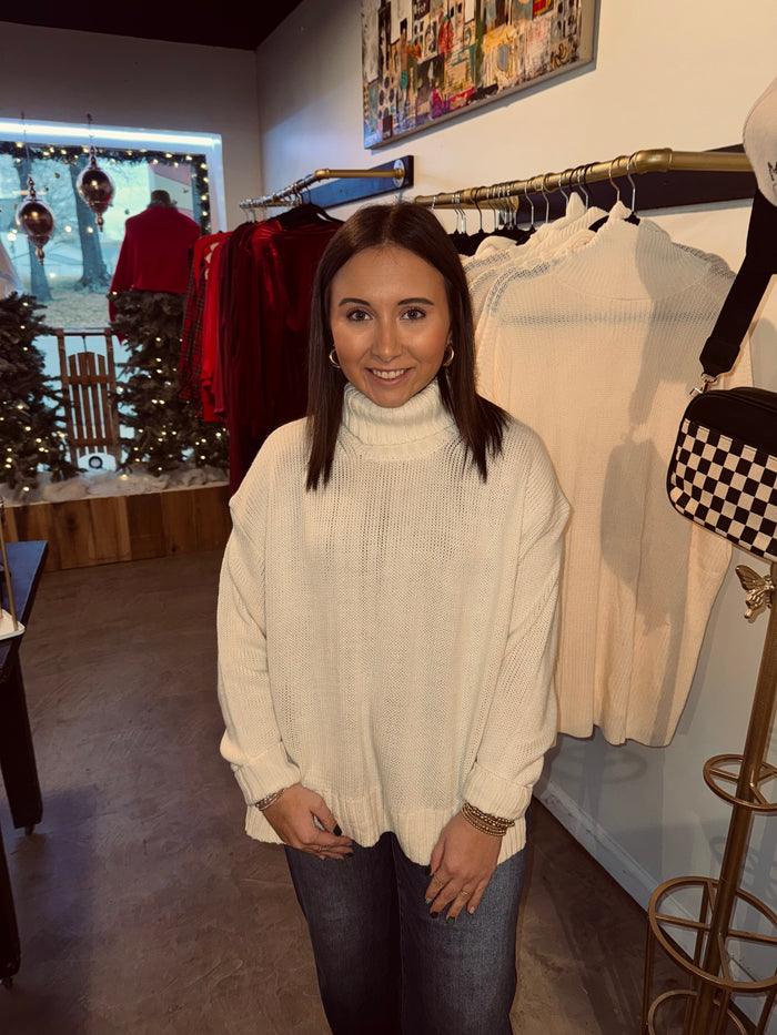 High Neck Split Sweater
