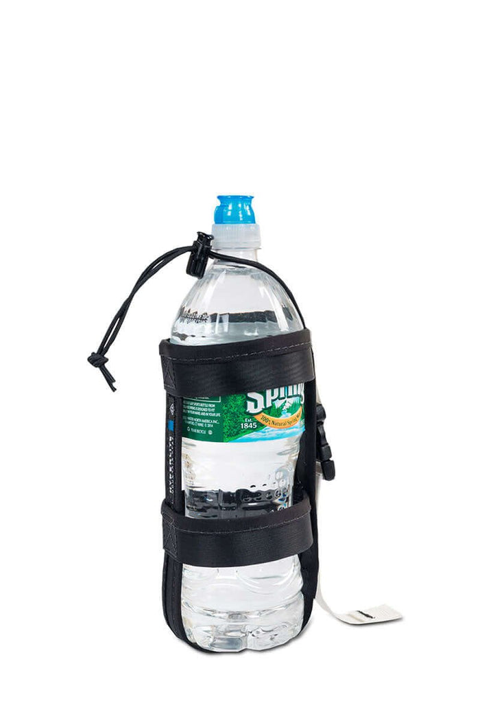 HMG Porter Water Bottle Holder for 20oz bottles, shown fitted around a Smartwater bottle