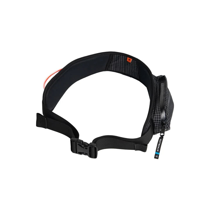 HMG Removable hipbelt – gear loop and zip pocket detail, angled studio view