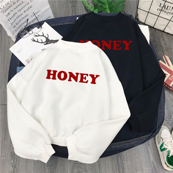 Honey Print Hoodies Winter Women - Livefree