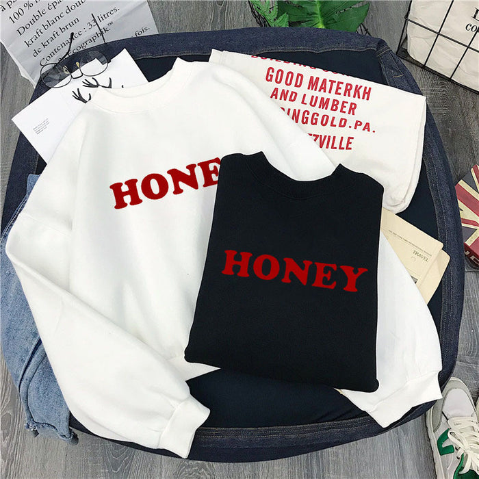 Honey Print Hoodies Winter Women - Livefree