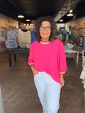 Hot Pink Collar Blouse