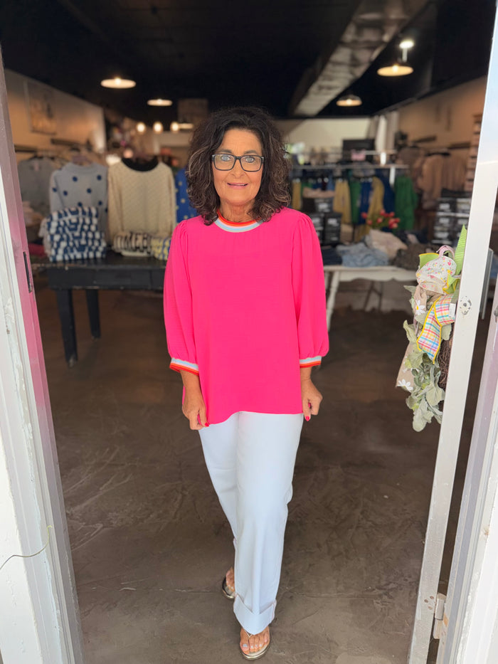 Hot Pink Collar Blouse