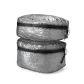 Hyperlite Mountain Gear PODS – two stacked pods, side view, black zips with Hyperlite pull tabs