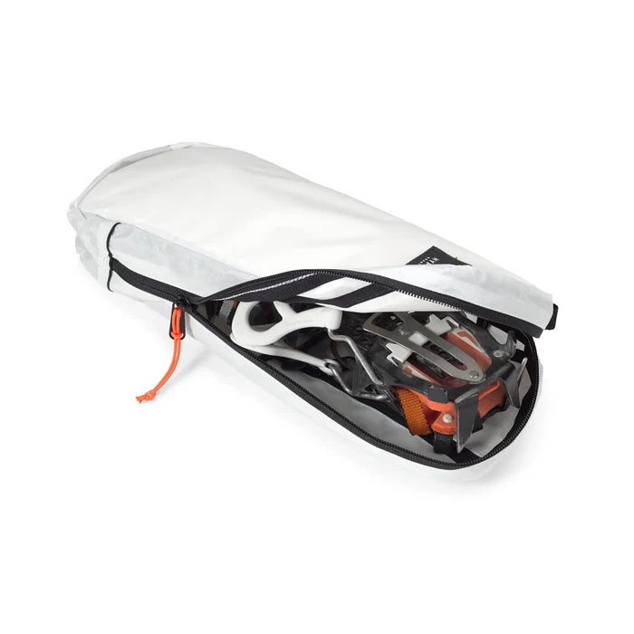 Hyperlite Mountain Gear Prism Crampon Bag – end zipper pull and webbing loop, detail