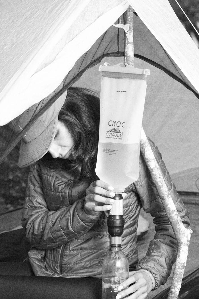 Igneous Hang System – hanging a water container inside a tent, in use