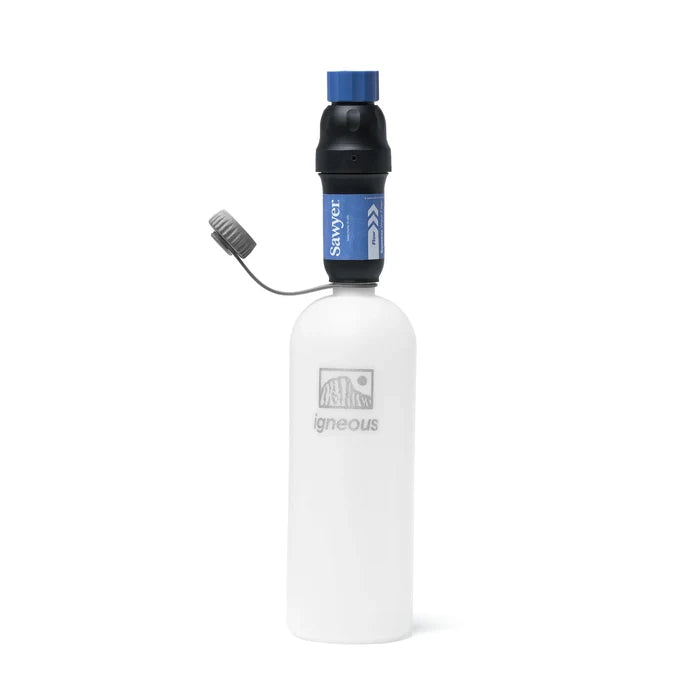 Igneous NOBO Bottle – with a Sawyer filter attached