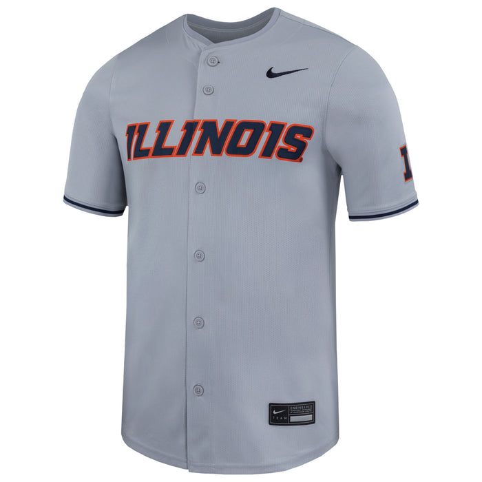 Illinois Baseball Jersey Men's Nike Grey Athletic Slant