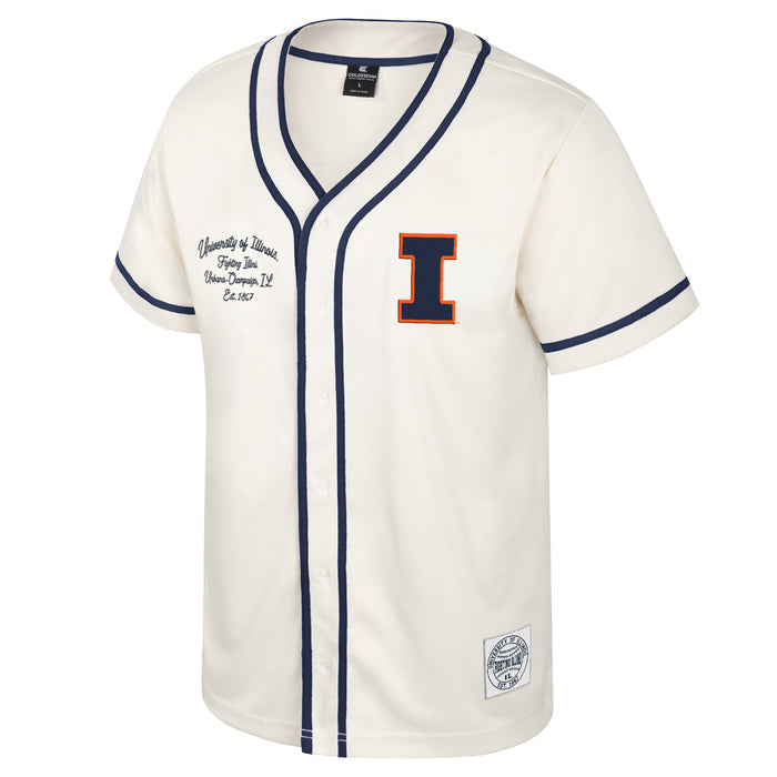 Illinois Baseball Jersey Men's White/Navy Script