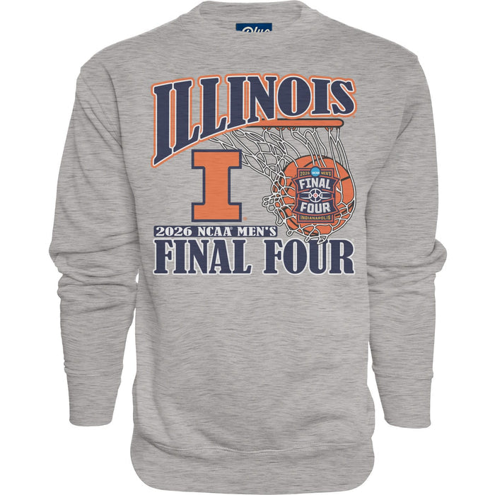 Illinois Basketball 2026 Final Four Retro Style Grey Sweatshirt