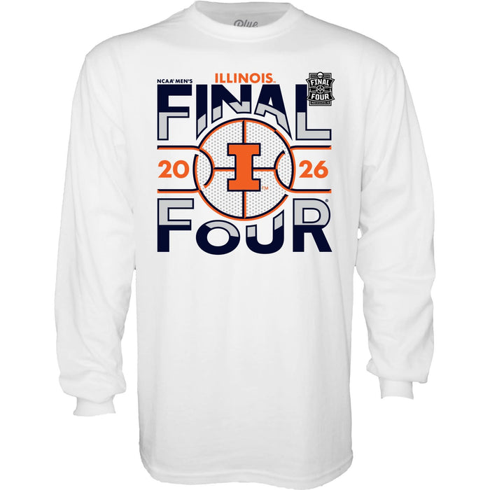 Illinois Basketball 2026 Final Four White Court Long-Sleeve Tee