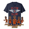 Illinois Basketball Flyin' Illini Shirt/Bobblehead Bundle