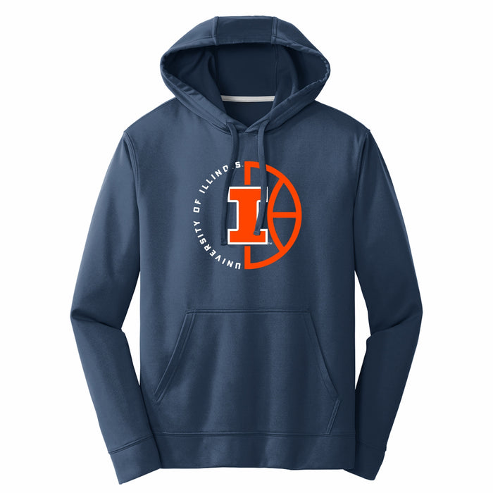 Illinois Basketball Hoodie Navy Half Ball Logo