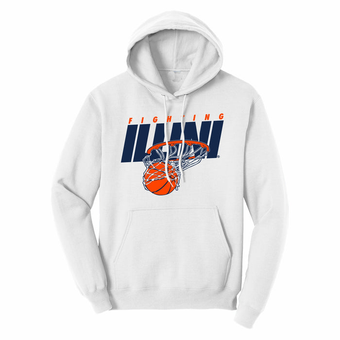 Illinois Basketball Hoodie White Slant Illini
