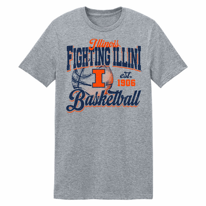 Illinois Basketball Shirt Retro Heather