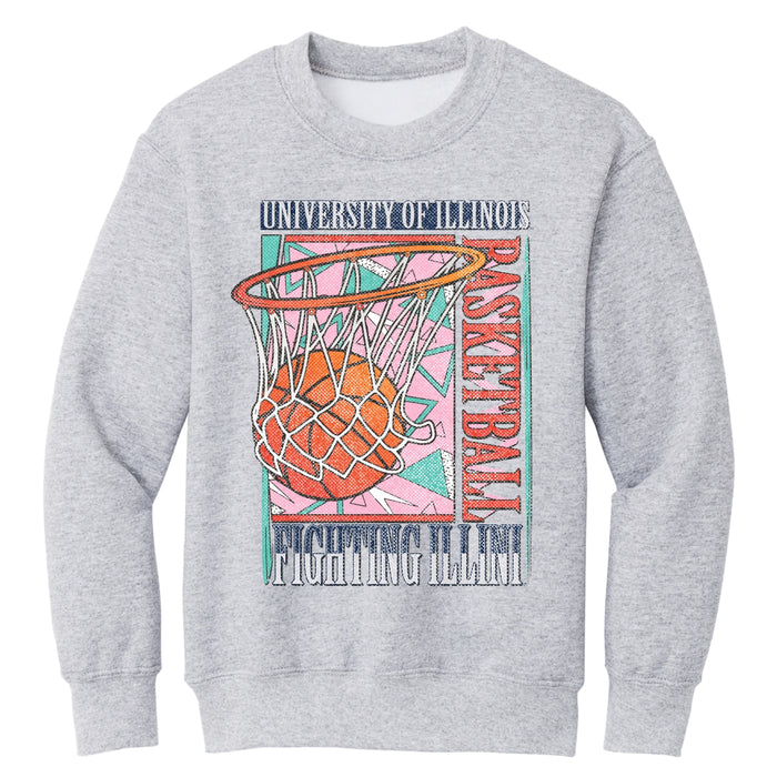 Illinois Basketball Sweatshirt Kids Vintage 90s Crewneck