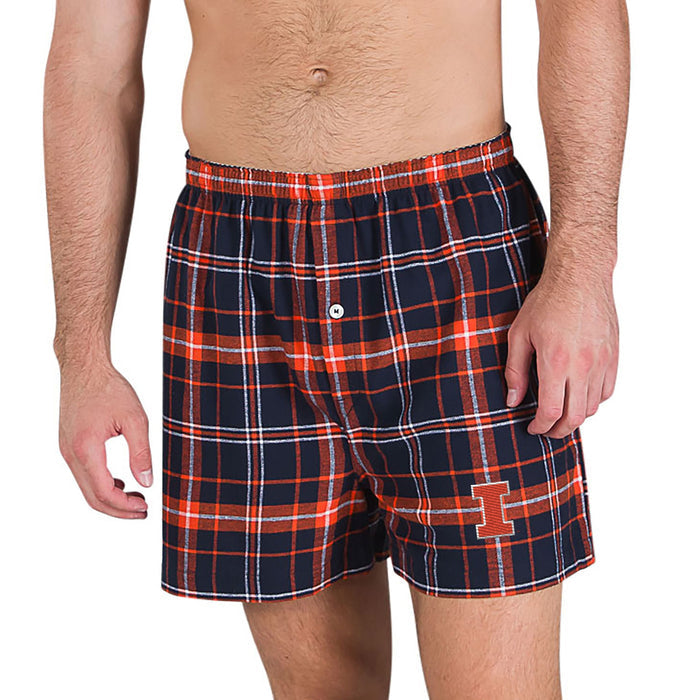 Illinois Boxers Men's Orange/Blue Plaid Flannel