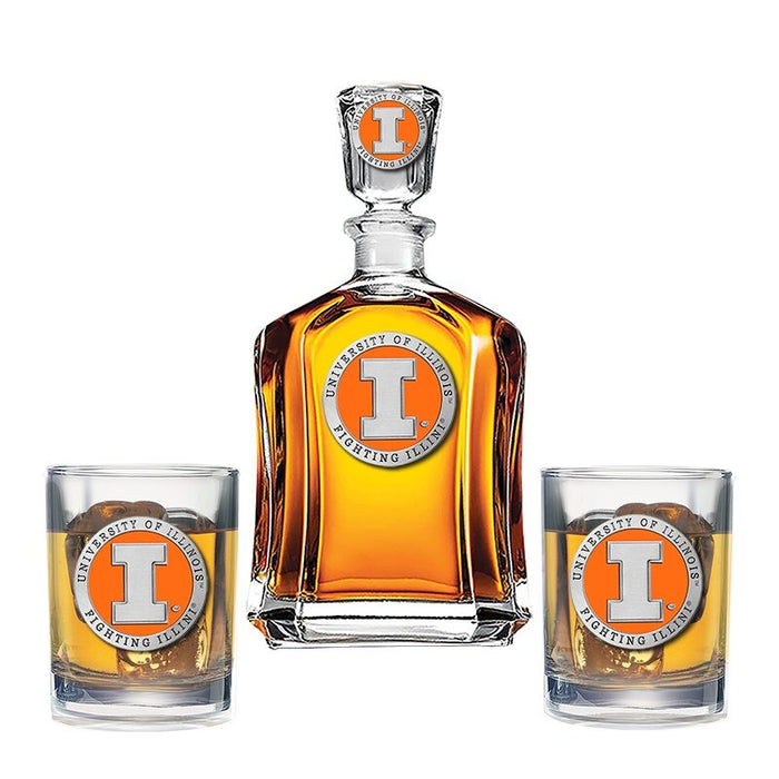 Illinois Capitol Decanter 2 Rocks Glass set