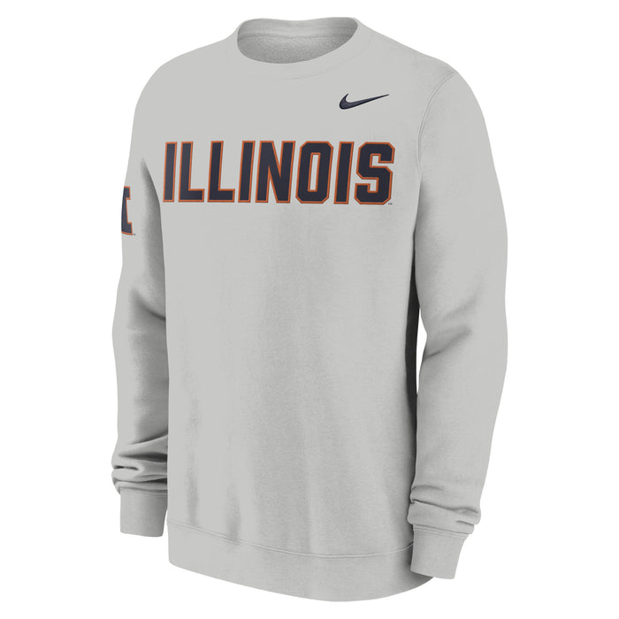 Illinois Nike Club Fleece Twill Crewneck