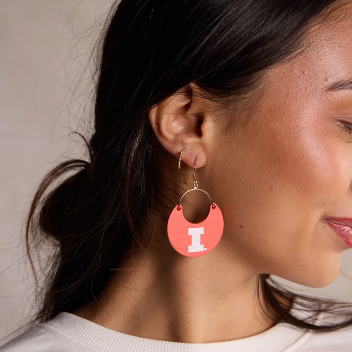 Illinois Earrings Orange Hanging Block I