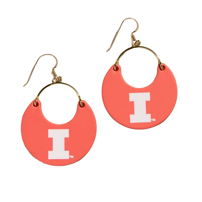 Illinois Earrings Orange Hanging Block I