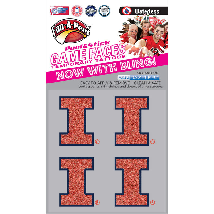 Illinois Face Decal Set Sparkly Orange Block I