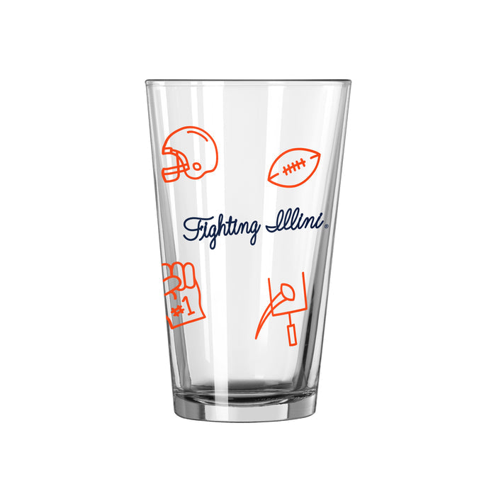 Illinois Fighting Illini 16oz Playmaker Pint Glass