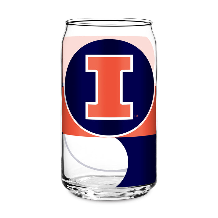 Illinois Fighting Illini 16oz Printed Glass Can