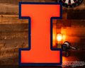 Illinois Fighting Illini Block "I" in ORANGE 3D Vintage Metal Wall Art 16.5'' x 11.5''