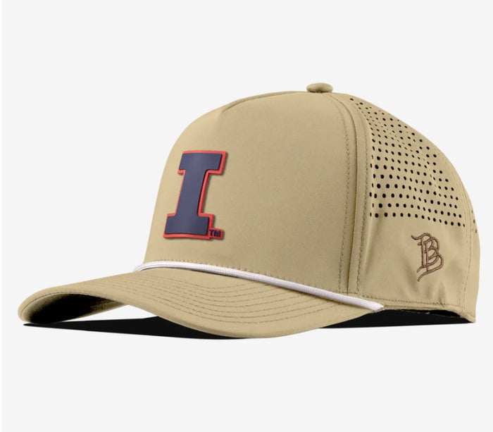 Illinois Fighting Illini Branded Bills Curved 5 Panel Rope Hat- Desert