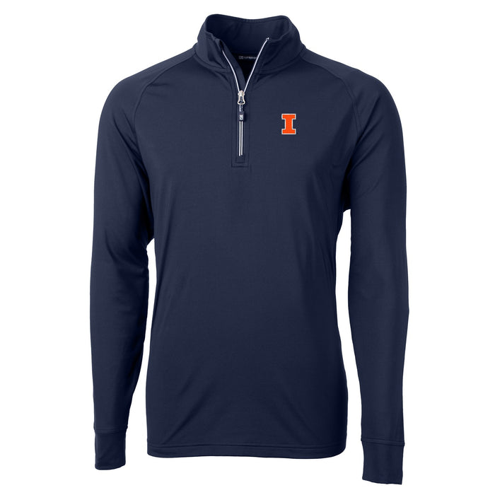 Illinois Fighting Illini Cutter & Buck Adapt Eco Knit Hybrid Recycled Mens Quarter Zip