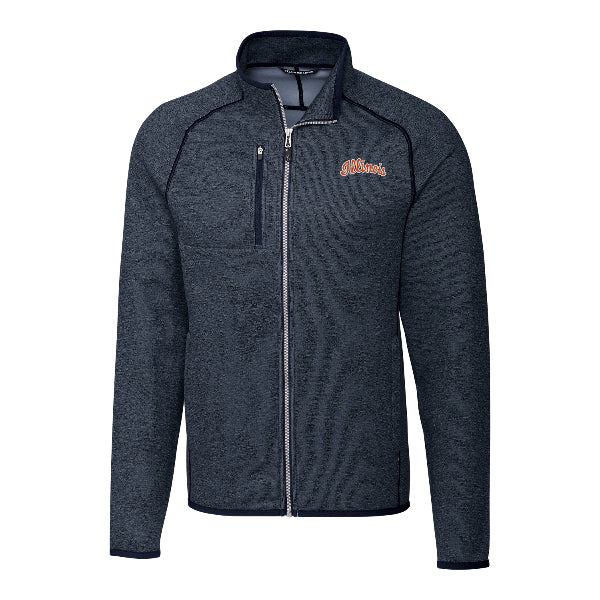 Illinois Fighting Illini Cutter & Buck Mainsail Men's Navy Sweater-Knit Jacket