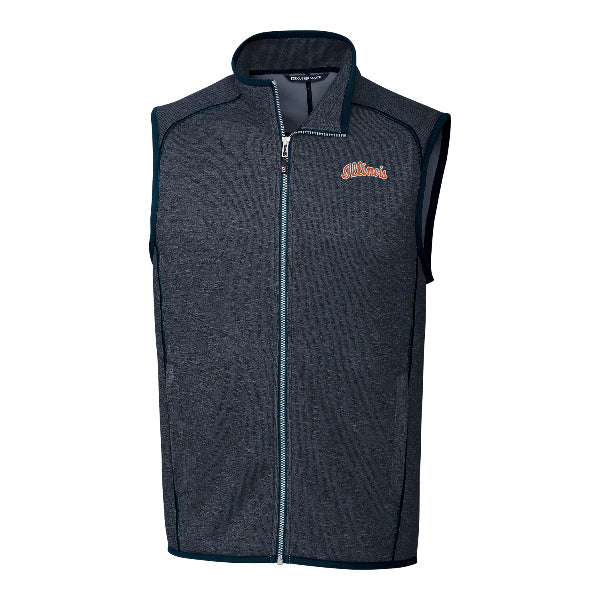 Illinois Fighting Illini Cutter & Buck Men's Mainsail Sweater-Knit Full-Zip Vest